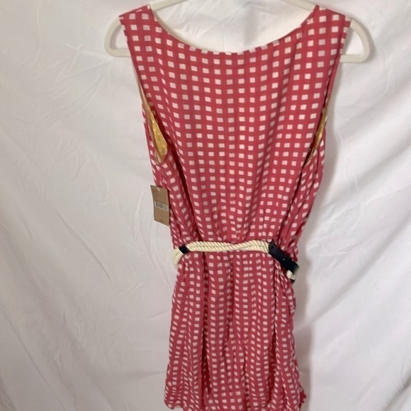 Cremieux: Pink/Whote Checkered, Midi, sleeveless dress-rope belt- satin inside-L - Picture 10 of 15